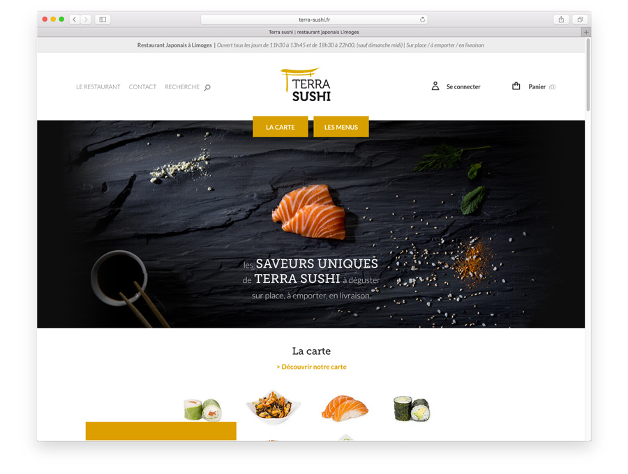 design de la page d'accueil du site www.terra-sushi.fr