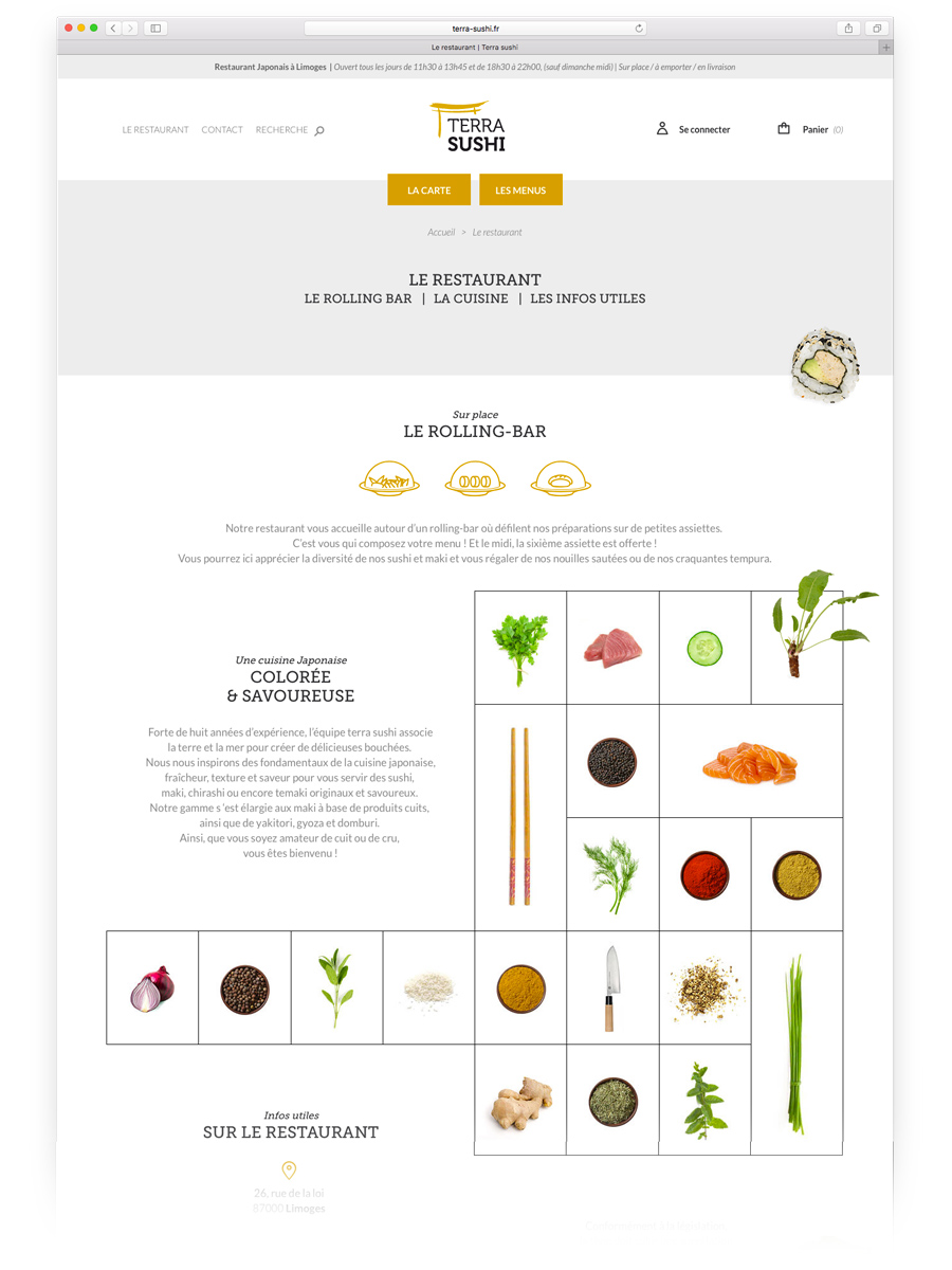 design de la page restaurant du site www.terra-sushi.fr