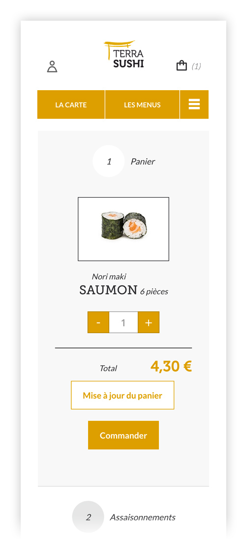 web design responsive e-commerce restaurant site Terra Sushi Limoges Japonais
